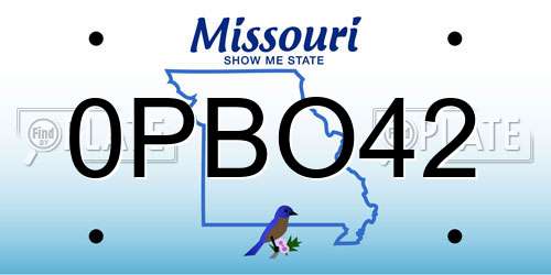 0PBO42 Missouri License Plate