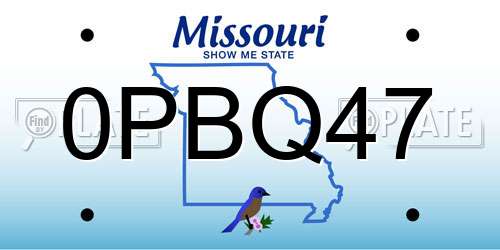 0PBQ47 Missouri License Plate