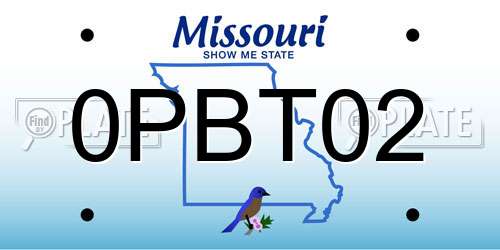 0PBT02 Missouri License Plate