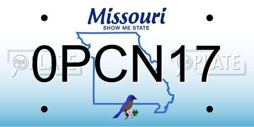 0PCN17 Missouri License Plate