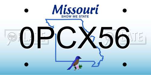 0PCX56 Missouri License Plate