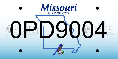 0PD9004 Missouri License Plate