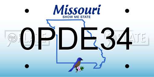 0PDE34 Missouri License Plate
