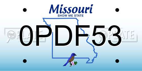 0PDF53 Missouri License Plate