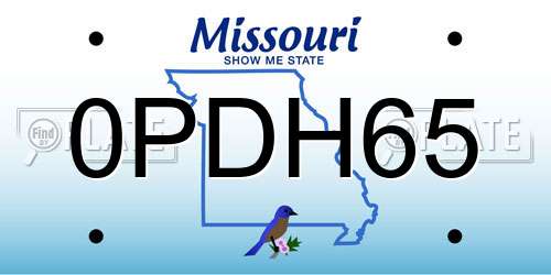 0PDH65 Missouri License Plate