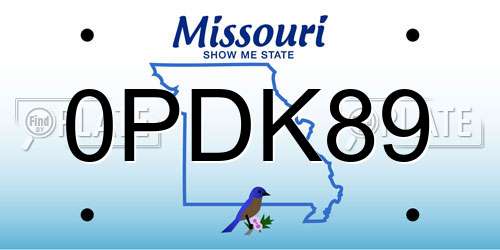 0PDK89 Missouri License Plate