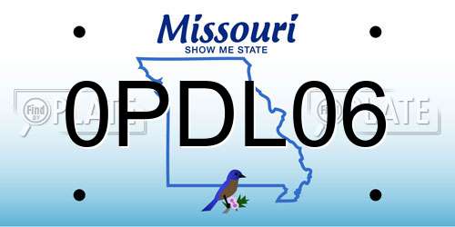 0PDL06 Missouri License Plate