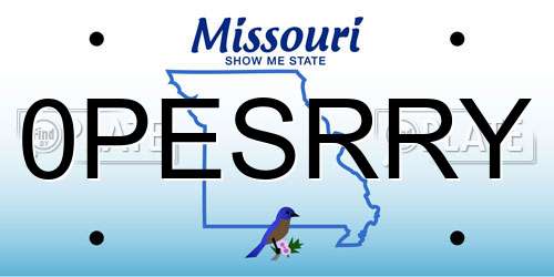 0PESRRY Missouri License Plate