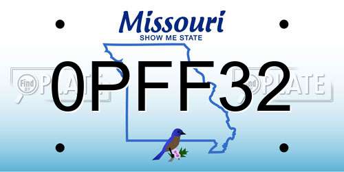 0PFF32 Missouri License Plate