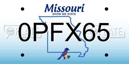 0PFX65 Missouri License Plate