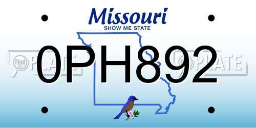 0PH892 Missouri License Plate