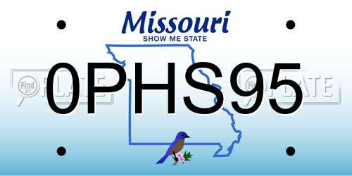 0PHS95 Missouri License Plate