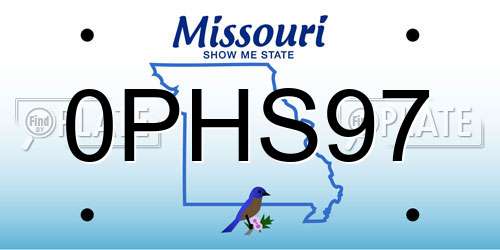 0PHS97 Missouri License Plate