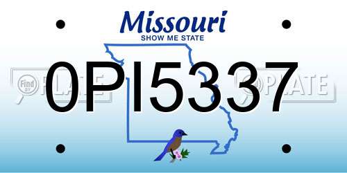 0PI5337 Missouri License Plate
