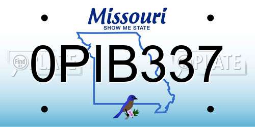 0PIB337 Missouri License Plate