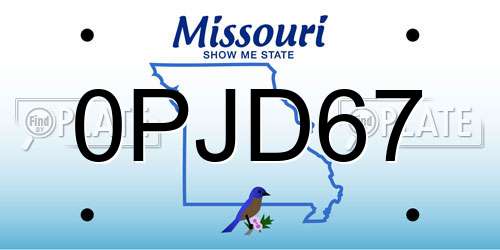 0PJD67 Missouri License Plate