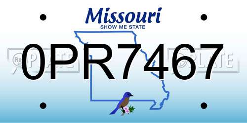 0PR7467 Missouri License Plate