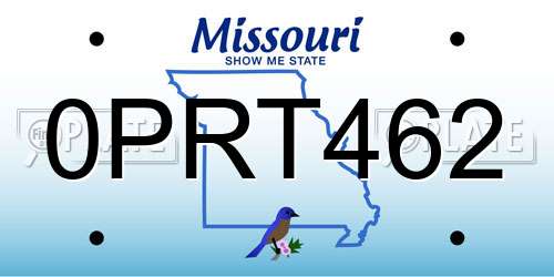 0PRT462 Missouri License Plate
