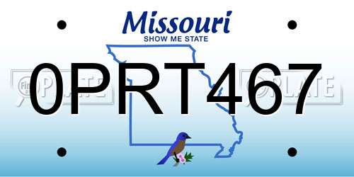 0PRT467 Missouri License Plate