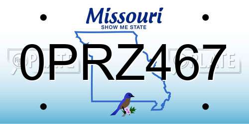 0PRZ467 Missouri License Plate
