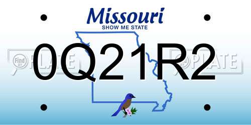 0Q21R2 Missouri License Plate