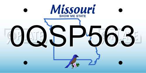 0QSP563 Missouri License Plate