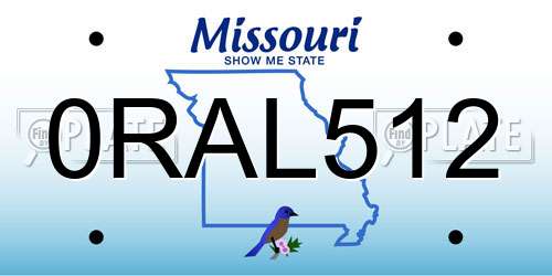 0RAL512 Missouri License Plate