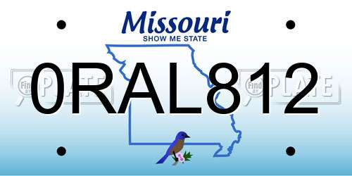 0RAL812 Missouri License Plate