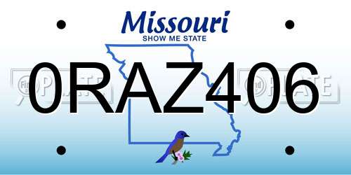 0RAZ406 Missouri License Plate