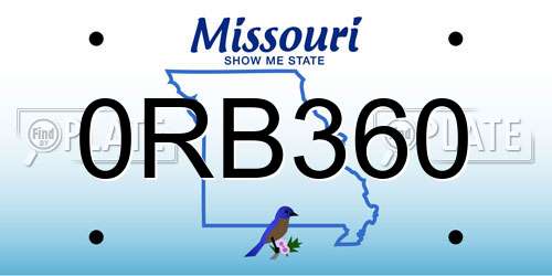 0RB360 Missouri License Plate