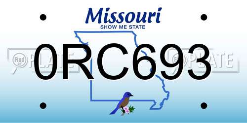 0RC693 Missouri License Plate