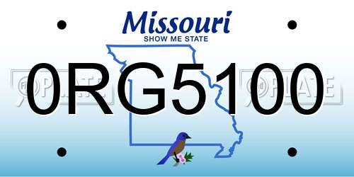0RG5100 Missouri License Plate