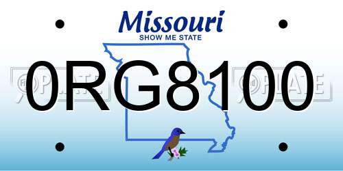 0RG8100 Missouri License Plate