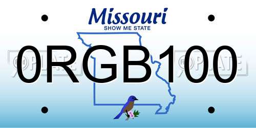 0RGB100 Missouri License Plate