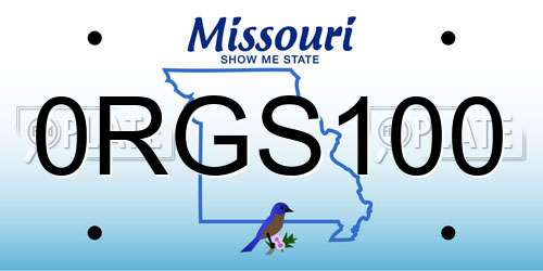 0RGS100 Missouri License Plate