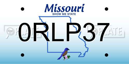 0RLP37 Missouri License Plate
