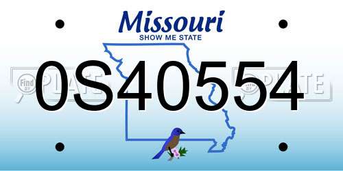 0S40554 Missouri License Plate