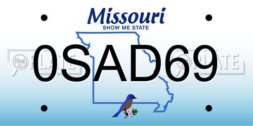 0SAD69 Missouri License Plate