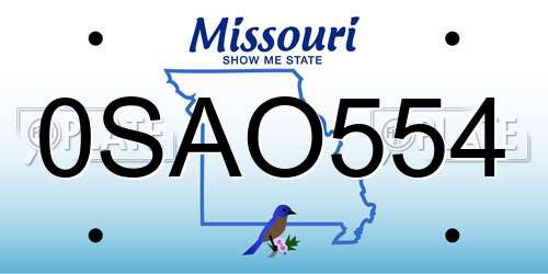 0SAO554 Missouri License Plate