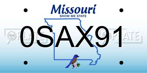 0SAX91 Missouri License Plate