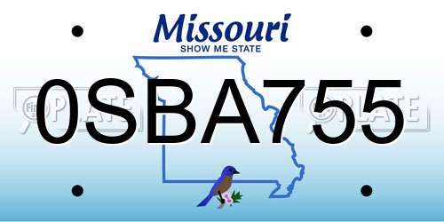 0SBA755 Missouri License Plate