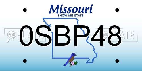 0SBP48 Missouri License Plate