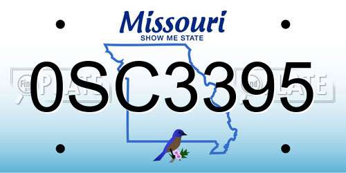 0SC3395 Missouri License Plate