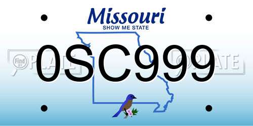 0SC999 Missouri License Plate