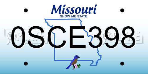 0SCE398 Missouri License Plate