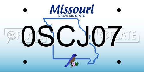 0SCJ07 Missouri License Plate