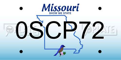 0SCP72 Missouri License Plate