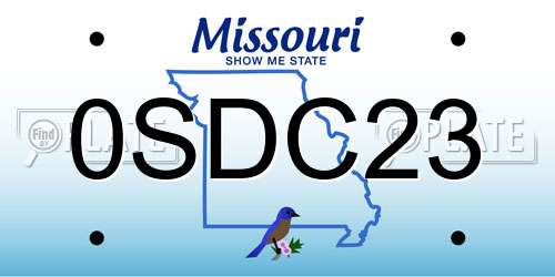 0SDC23 Missouri License Plate