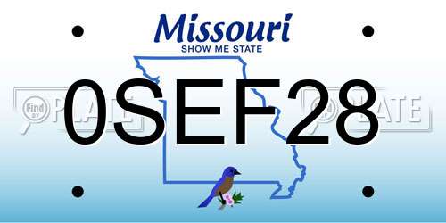0SEF28 Missouri License Plate