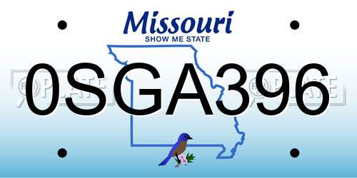 0SGA396 Missouri License Plate